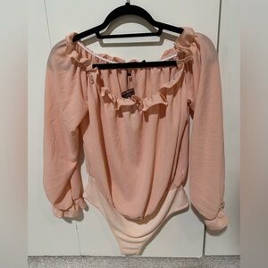 NWT Boohoo Nude Bardot Woven Bodysuit - Size US 10